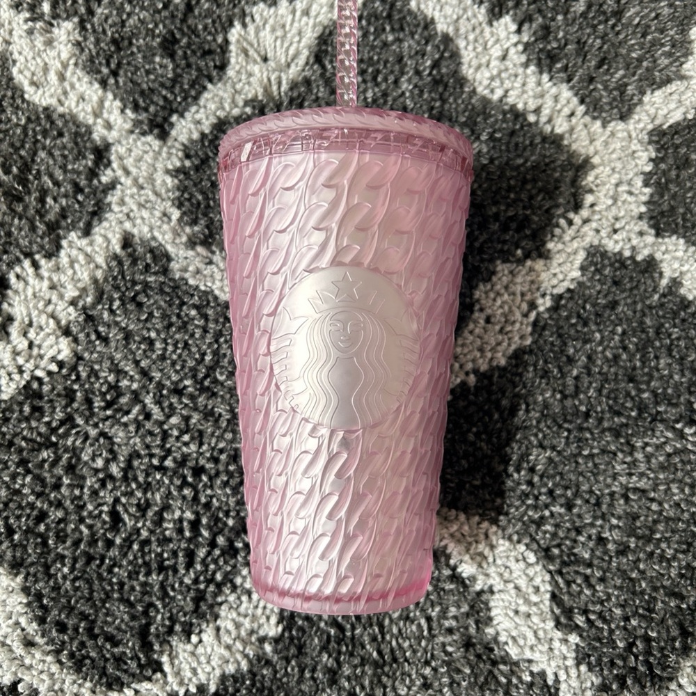 Starbucks 16 oz Soft Touch Chain Link Matte Pink Grande Cold Cup Tumbler 2024